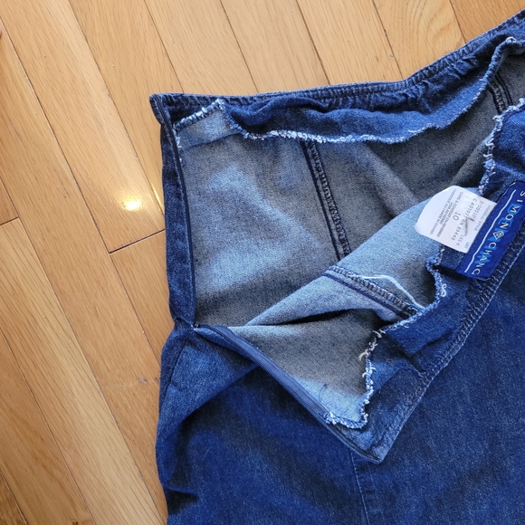 Vintage 90s dark wash denim high rise midi jean skirt Simon Chang 10 - Picture 7 of 7